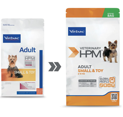 Virbac HPM Adult Dog Small & Toy. Hundefoder til voksne (dyrlæge diætfoder) 3 kg